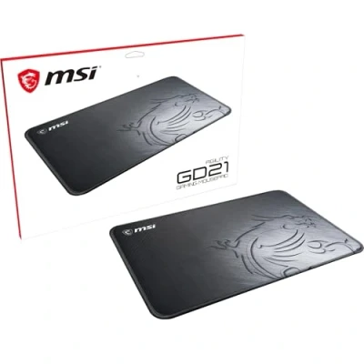 Image de MSI Agility GD21 Tapis de Souris Gaming, Surface Textile à Faible frottement, Bords Souples avec Coutures, Base Anti dérapante 320 x 220 3 mm