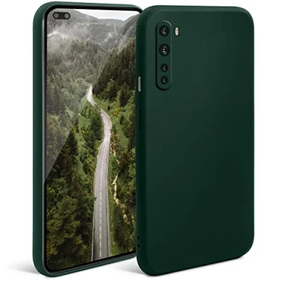 Image de Moozy Minimalist Series Coque en silicone pour OnePlus Nord, Vert nuit Finition mate fine et souple TPU Neuf