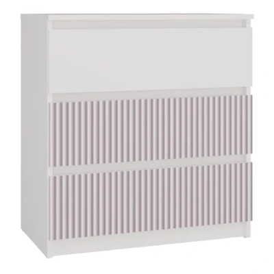Image de CDF Commode Malwa M3 Couleur : Blanc/Rose Armoire pour Documents, Petits Objets Idéal Salon, Chambre à Coucher, d&#039;enfant, 3 tiroirs spacieux Table de Nuit