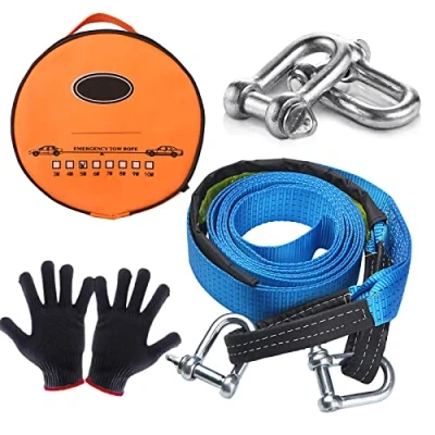 Image de UIHOL Corde de Remorquage Voiture, Sangle Auto 5M 9T avec 2 manilles, Gants Antidérapants et Sac Rangement, L&#039;externalisation des Tissus Oxford améliore la sécurité (Version améliorée)