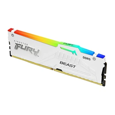 Image de Kingston FURY Beast White RGB XMP 16GB 5200MT/s DDR5 CL40 DIMM Desktop Gaming Memory Single Module KF552C40BWA 16