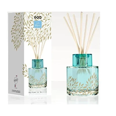 Image de parfum d&#039;intérieur Diffuseur de GOA Goatier intemporels Lin blanc Verre Rond Transparent