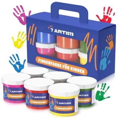 Image de 7 Artists Kit Peinture au Doigt 6x60ml Bebe Gouache a Enfant Main