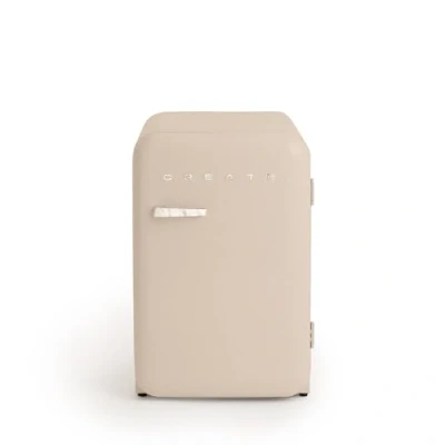 Image de CREATE / RÉTRO FRIGO 83.5 ARGENT/Réfrigérateur sable avec poignée marbre 98W, basse consommation, 2 étagères, régulateur de température, porte bouteilles, 56x54x84cm.