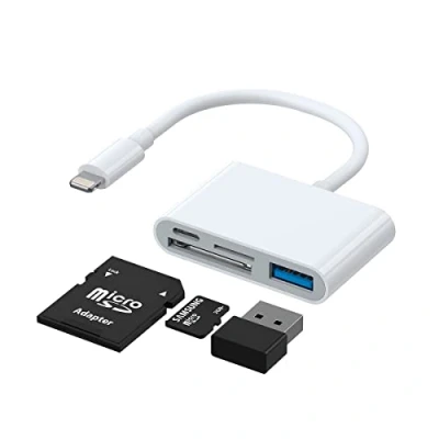 Image de Adaptateur Lightning JOYROOM S H142 Lecteur de Carte SD/microSD USB OTG Blanc