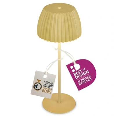 Image de BRILONER Riffle lampe de table LED sans fil IP44 avec bord lumineux, variateur tactile, batterie remplaçable, chevet fil, German Design Award Winner 2025, 14,5x36,5 cm, vert