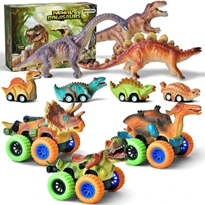 Image de GizmoVine Dinosaure Jouet, 10 pièces Voiture de Enfant Jouet Réaliste Figurine dinausore Animaux Fille Garçon Cadeau D’Anniversaire Noël Garcon 3 4 5 Ans