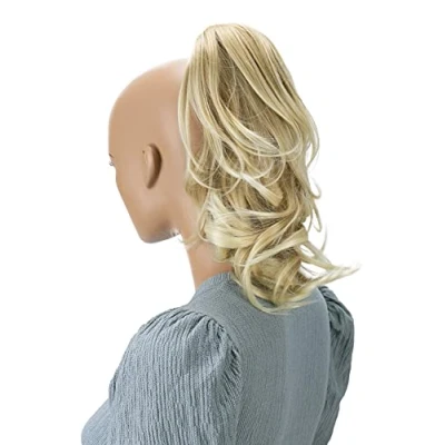 Image de CAISHA 30cm Postiche Avec Clip Papillon Natte Queue De Cheval Extensions Cheveux Volumineux Ondulé Mélange Blond H107