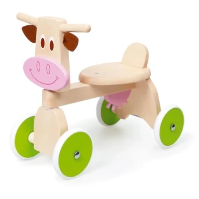 Image de Scratch Vélo Bebe Vache 4 Roues Draisienne En Bois Pour Enfants à partir de 2, 3 Ans Porteur Jouet Trottinette Jeu Fille Et Garçon