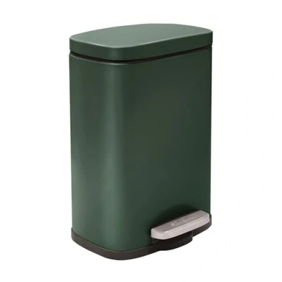 Image de Spirella Poubelle de Salle Bain à Pédale en Inox AKIRA Fermeture Douce, Revêtement Anti Trace Doigts 21,4 x 17,6 30 cm 5L Vert Foncé Mat