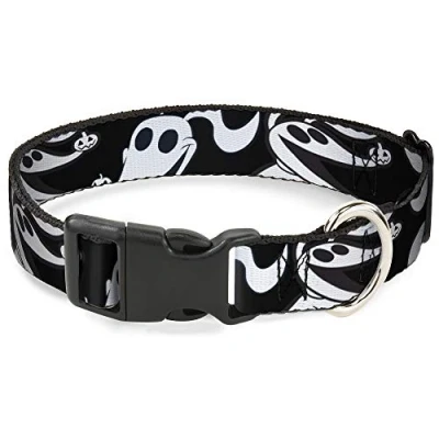 Image de Buckle Down DC BKSR WDY616 1.0 S Collier pour Chien avec Clip en Plastique Motif L&#039;Étrange Noël de Monsieur Jack Noir/Blanc 22,9 à 38,1 cm Large, Multicolore