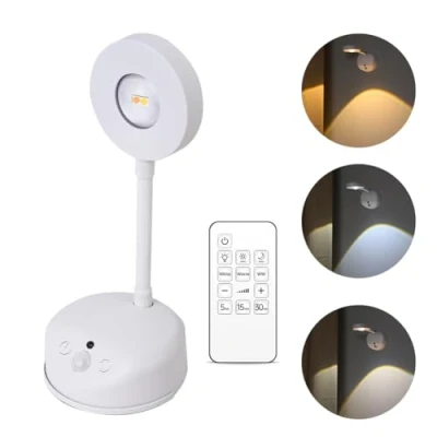 Image de Vicloon Applique Murale Interieure, Lampe à Capteur LED, Rechargeable USB, 3 Modes d&#039;éclairage Températures, Télécommande Minuterie, pour Chambres Armoires Expositions d&#039;art
