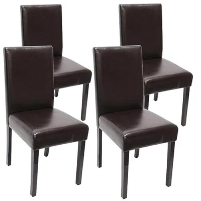 Image de Décoshop26 Lot de 4 chaises Salle à Manger Simili Cuir Marron Pieds foncés CDS04139