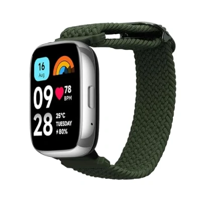 Image de kwmobile Bracelet Compatible avec Xiaomi Redmi Watch 3 Active Bracelets de Rechange en Nylon pour Fitness Tracker Vert foncé