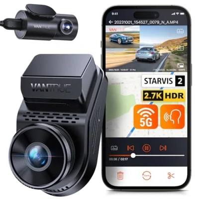 Image de VANTRUE S1 Pro 2.7K+1080P STARVIS 2 HDR Dashcam Voiture Avant Arriere, 5GHz WiFi GPS Caméra Embarquée Infrarouge, Support LTE, Contrôle Vocal en Français, 24h. Mode Parking Tampon, Max 512Go