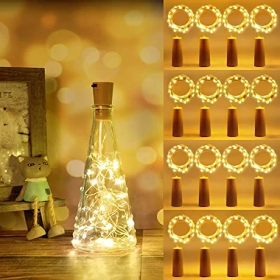 Image de Vicloon LED Bouteille Lumières,12Pcs 2M 20 Lampes Guirlande Blanc Chaud,Bouteille Liège pour Carnaval, Mariage,Party,DIY etc [Classe énergétique A+++]