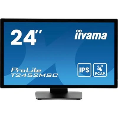 Image de iiyama Prolite T2452MSC B2AG Écran LED IPS 60,5 cm 23,8&quot; Full HD 10 points Multitouch capacitif HDMI DP USB3.2 7H Revêtement anti reflet Noir