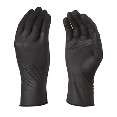 Image de TouchGuard Gants jetables en nitrile noir sensible, non poudré, boîte de 100, taille M