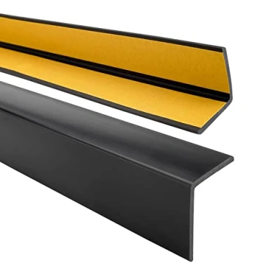 Image de Quest Cornière PVC 40x40mm Baguette d’Angle de Protection, profilé autoadhésif Protection et rebords, Souple Autocollant Noir, 200cm
