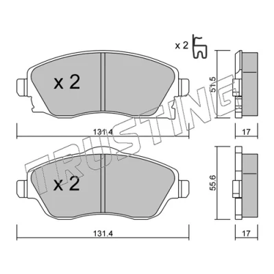Image de TRUSTING 349.0 Jeu de plaquettes frein avec indicateur d&#039;usure OPEL: Meriva A, Corsa C 3/5 portes, Combo Van / Break, VAUXHALL: Tigra Mk2 TwinTop
