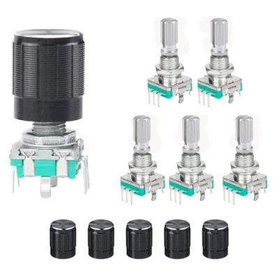 Image de MoK 5 Pièces EC11 Potentiomètre Numérique, 360 Degrés Rotatif Encodeur, Code Interrupteur Potentiomètre, Commutateur de Codeur, pour l&#039;Électronique Automobile, Audio Multimédia