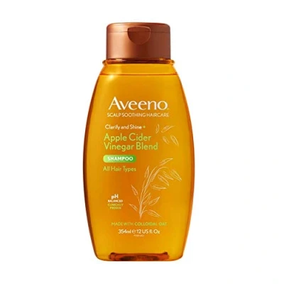 Image de Aveeno Shampoing apaisant et clarifiant pour cuir chevelu au vinaigre de cidre pomme cheveux gras 354 ml
