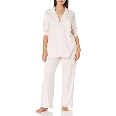 Image de Amazon Essentials Ensemble Pyjama avec Chemise à Manches Longues, en Coton et Textile Modal Femme, Rose Pâle, 4XL Grande Taille