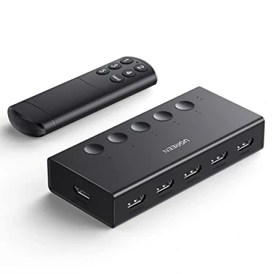 Image de UGREEN HDMI Switch 4K 60Hz 5 Entrées 1 Sortie Commutateur 3D HDR CEC avec Télécommande IR Compatible PS5 PS4 Xbox One 360 TV Stick Box Chromecast Lecteur Blu Ray DVD Projecteur HDTV Écran