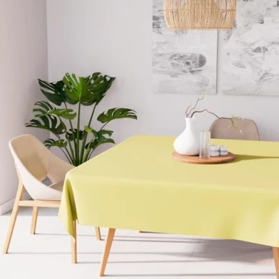 Image de Soleil d&#039;ocre, Alix Nappe carrée Anti tâches, Polyester, Vert Citron, 180x180 cm