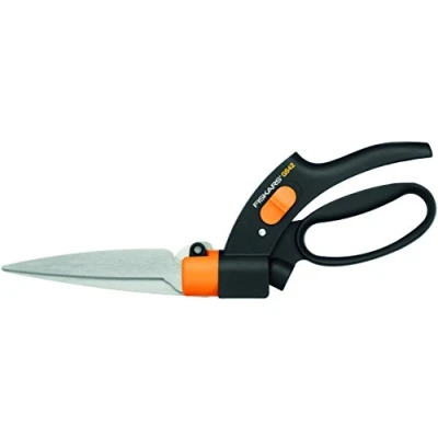 Image de Fiskars Cisaille à Gazon, Lames rotatives, Mécanisme Anti bourrage Servo System, Longueur: 34, 4 cm, en Acier/Poignées Plastique, Noir/Orange, GS42, 1000589