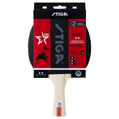 Image de STIGA React 2 étoiles Raquette de Ping Pong Tennis Table, Noir/Rouge