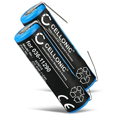Image de CELLONIC® 2X Batterie 036 11290 750mAh pour Philips HQ7360, HQ8250, HQ9070, HQ9190, HX6511, HX6711, HX6730, HX6732 / AT830, 1250X, 8249XL (Ø14mm) réparation Rasoir Tondeuse Brosse dent