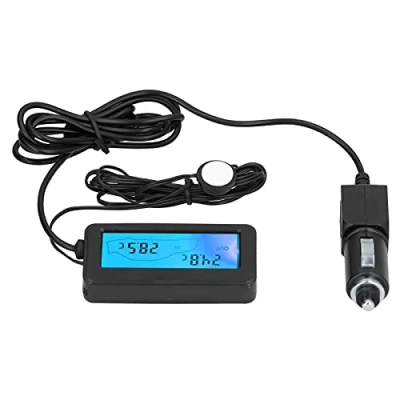 Image de Thermomètre Numérique à LED DC 12V Voiture Mini Electronique Température Mètre Intérieur Extérieur Fournitures Instrument de Mesure(Bleu)