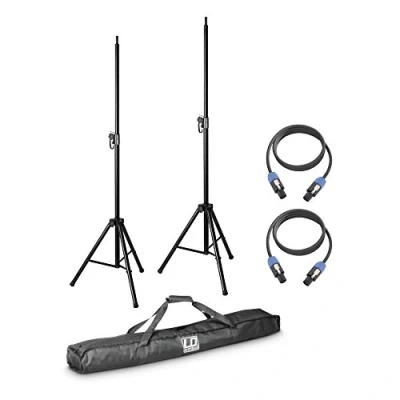 Image de LD Systems DAVE 8 SET 2 x pied d&#039;enceinte avec housse de transport + câble haut parleur 5 m pour systèmes