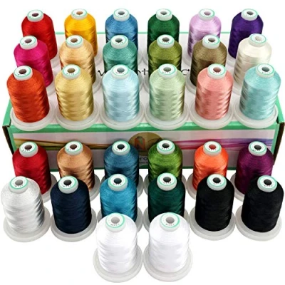 Image de New brothread 32 Bobines Polyester Fil machine à broder 1000M chaque bobine Nouvelles Couleurs Similaire aux Janome et RA Assortiment 2