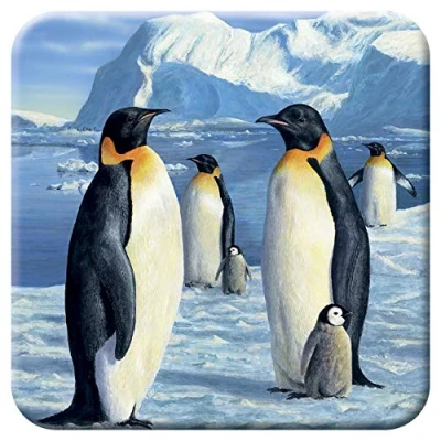 Image de 3D LiveLife sous Verre en Liège Majesté de l&#039;Antarctique Deluxebase. Dessous lenticulaire Pingouin. Antidérapant Illustrations Originales Licence L&#039;Artiste renommé Robert Hautman