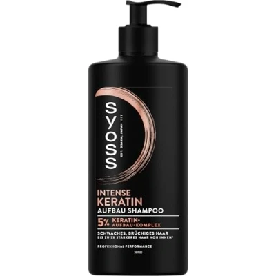 Image de Syoss shampooing Kératine (440 ml), pour cheveux fragiles et cassants, comble lisse la fibre capillaire, formule complexe Blue Lotus &amp; Amino