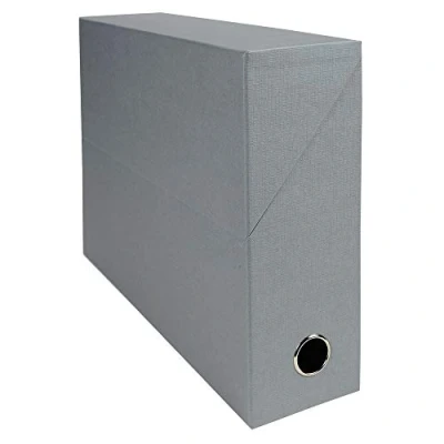 Image de Exacompta Réf. 89526E 1 Boîte transfert en papier toilé Dos 90 mm Avec un œillet métal Pour format A4 Dimensions 25,5 x 34 9 cm Couleur gris Livrée montée