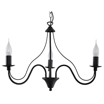 Image de SOLLUX lighting Minerwa 3 Lustre Chandelier, Plafonnier, Style Glamour, Ampoule E14 Remplaçable, x 40 W, Acier, 60 80 cm, Noir