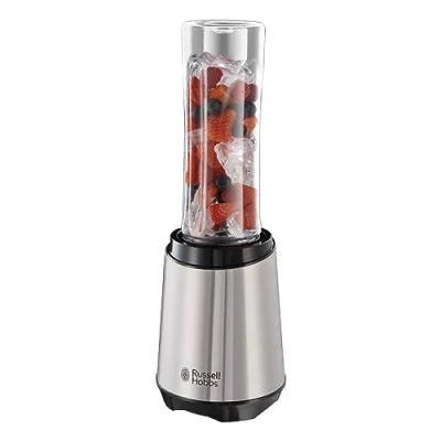 Image de Russell Hobbs Blender &amp; Mixeur Smoothie [Puissant simple] Mix&amp;Go (23500 tr/min, démarrage auto. par pression, 1x gourde portable 600 ml incl. sans BPA lavable lave vaisselle, lames en inox) 23472 56