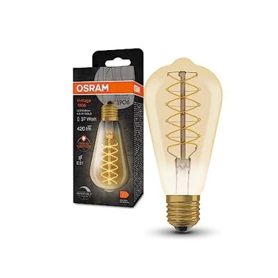 Image de OSRAM Lampes LED Dimmable, édition vintage, remplacement de 37 watts, E27, G95 Shape, 2200 Kelvin, Lumière confort chaude, verre transparent, pack unique