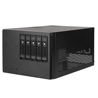 Image de SilverStone Technology CS351, Châssis NAS Hautes Performances avec 5 Baies SAS 12G/SATA 6G échangeables à Chaud, SST CS351 Noir