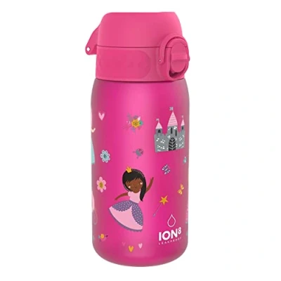 Image de Ion8 Gourde Enfant, 350ml, Anti Fuite, Facile à Ouvrir, Verrouillage Sécurisé, Lavable en Lave Vaisselle, Sans BPA, Poignée de Transport, Nettoyer, Carbone Neutre, Motif Princesse