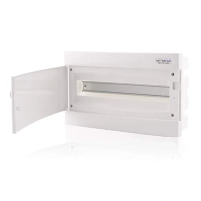 Image de Boîte à fusibles encastrée Boîtier de distribution IP40 1 rangée jusqu&#039;à 18 modules Porte blanche pour installation dans une pièce sèche la maison
