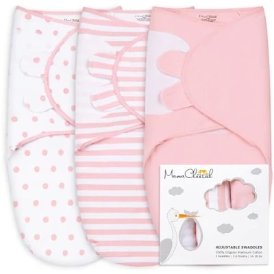 Image de Couverture d&#039;Emmaillotage pour Bébé, Emmaillotage Facile Nouveau né, Sac en Coton Biologique, Ensemble Bébé Garçon Et Fille, Petit (0 3 Mois)