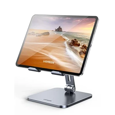 Image de Support de tablette UGREEN en aluminium pour iPad, angle réglable et pliable illustrations, compatible avec iPad Pro 13,3 pouces, Galaxy Tab Note, LG, Sony Nexus Fire