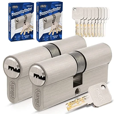Image de GERCAR Lot de 2 cylindres Serrure Pro à fermeture identique 30/40 profilés avec 10 clés 70 mm cylindre Longueur : mm, A 30 B 40 Système