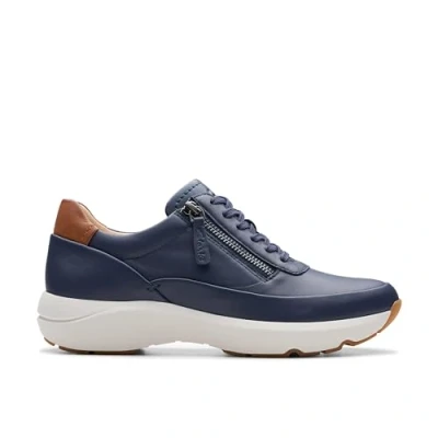 Image de Clarks Femme Tivoli Zip Basket, Cuir Bleu Marine, 41 EU