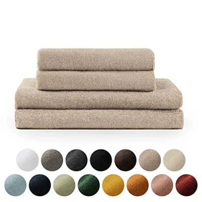 Image de Blumtal Lot Serviette De Toilette 2 Serviettes Bain 70x140 Essuie Mains 50x100 Doux Et Absorbant 100% Coton Certifié Oeko TEX® Taupe