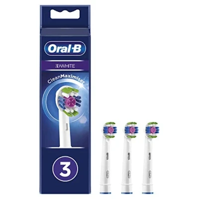 Image de Oral B 3D White Lot de 3 têtes rechange pour brosse à dents électrique avec technologie CleanMaximiser